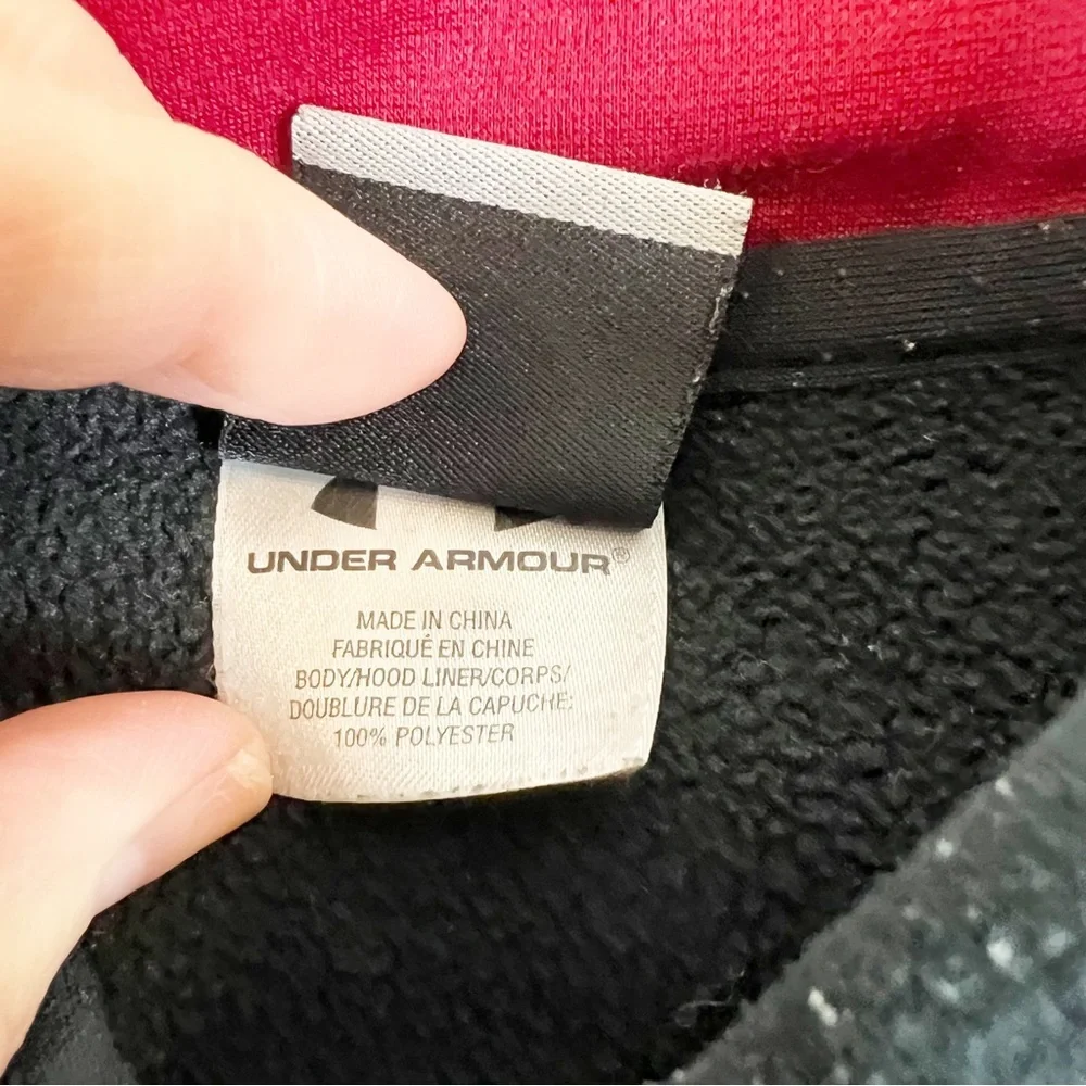 Under Armour Hoodie Black & Red Size Large - Picture 11 of 12